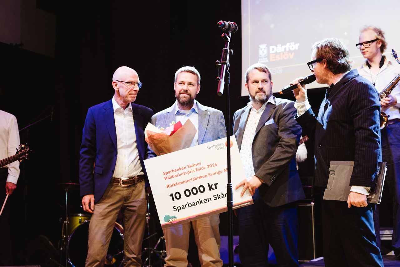 Sparbanken Skånes Hållbarhetspris, som delas ut av Sparbanken Skåne Eslöv, tilldelades Rörklammerfabriken Sverige AB och Joakim Munther.