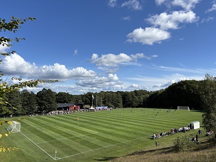 Bild över Stehags fotbollsplan med människor som spelar fotboll