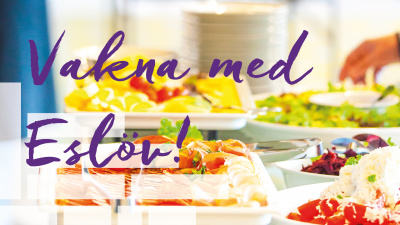 Frukostbuffé med texten vakna med Eslöv