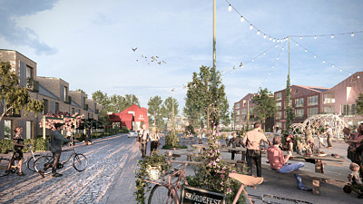 Visuell bild av framtidens Berga Trädgårdsstad, Fojab