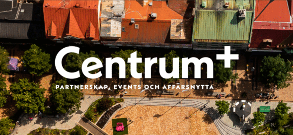 text centrum + med esl&ouml;vs torg i bakgrunden