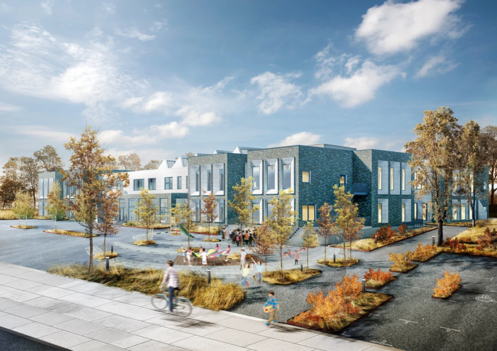 Rendering av den framtida Sallerupskolan