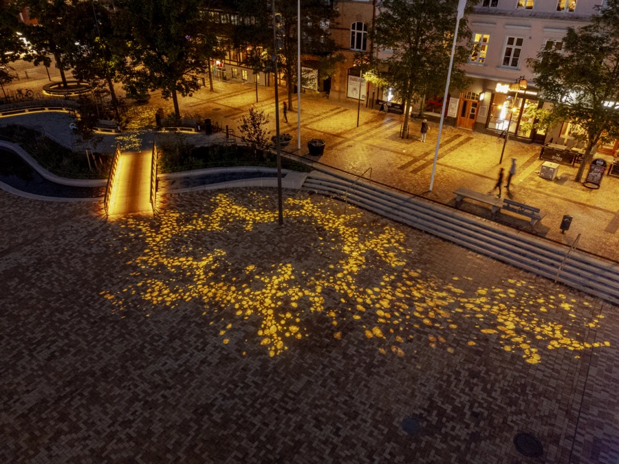 Belysningen på Stora torg under nattetid. Foto: Werner Nystrand.