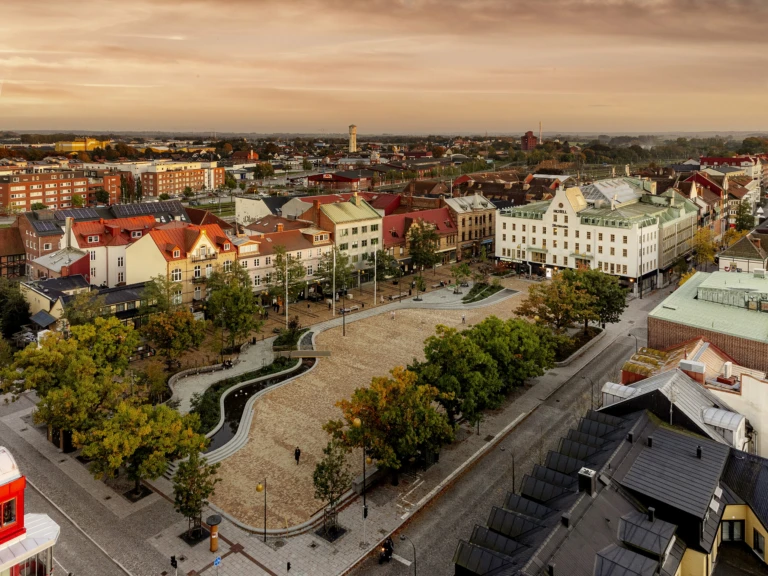 Flygbild som visar Stora torg.