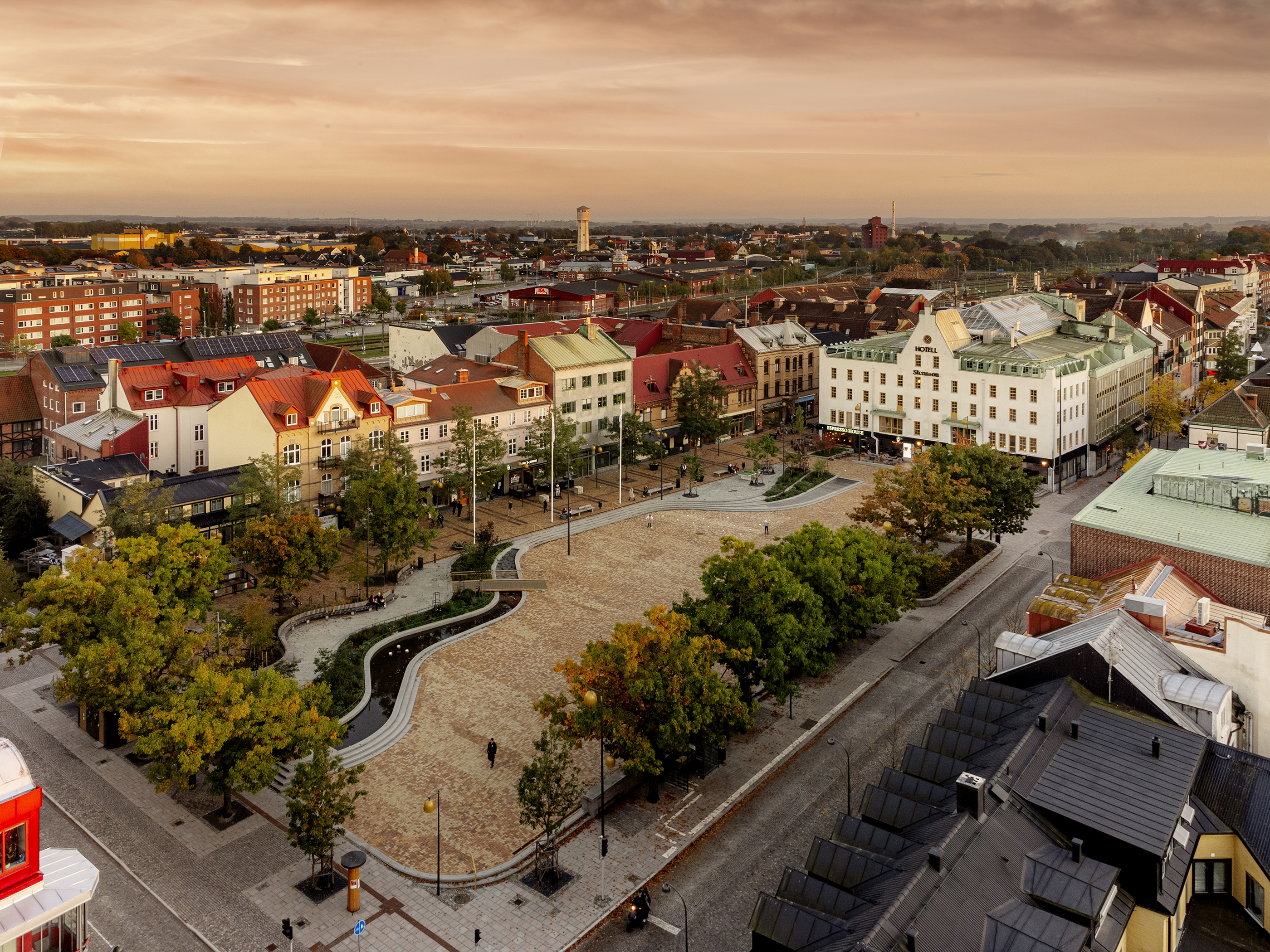 Flygbild som visar Stora torg.