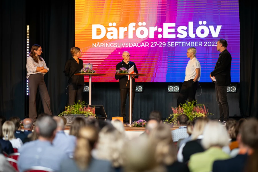 De tre arkitektkontorens förslag till Berga trädgårdsstad presenterades på näringslivsdagarna Därför:Eslöv i Medborgarhuset.