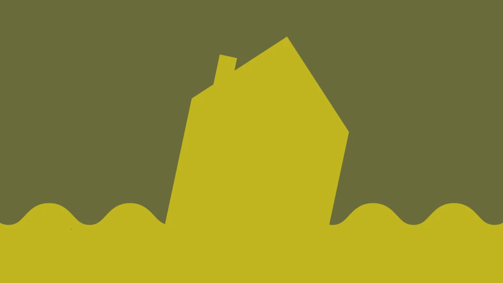 Illustration av översvämmat hus