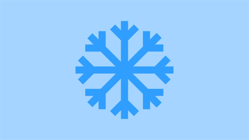 Illustration med en blå snöstjärna mot en ljusblå bakgrund