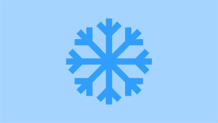 Illustration med en blå snöstjärna mot en ljusblå bakgrund