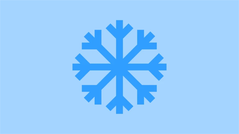 Illustration med en blå snöstjärna mot en ljusblå bakgrund