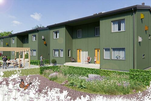 BoKlok vill bygga 6 parhus i två våningar där fokus ligger på de gröna gemensamma ytorna. Bostäderna uppförs som bostadsrätter.