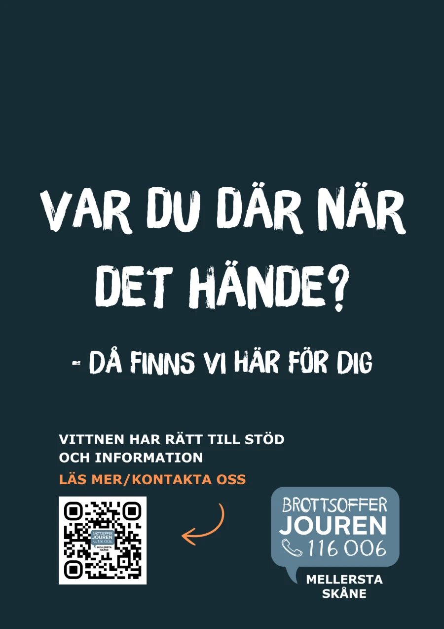 Du når Brottsofferjouren på telefon 116 006.