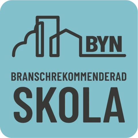 Logga f&ouml;r BYN, branschrekommenderad skola samt l&auml;nk till deras webbsida
