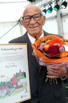 Stig Sundberg utsågs till hedersmedborgare i Eslöv 2016. Foto: Håkan Sandbring