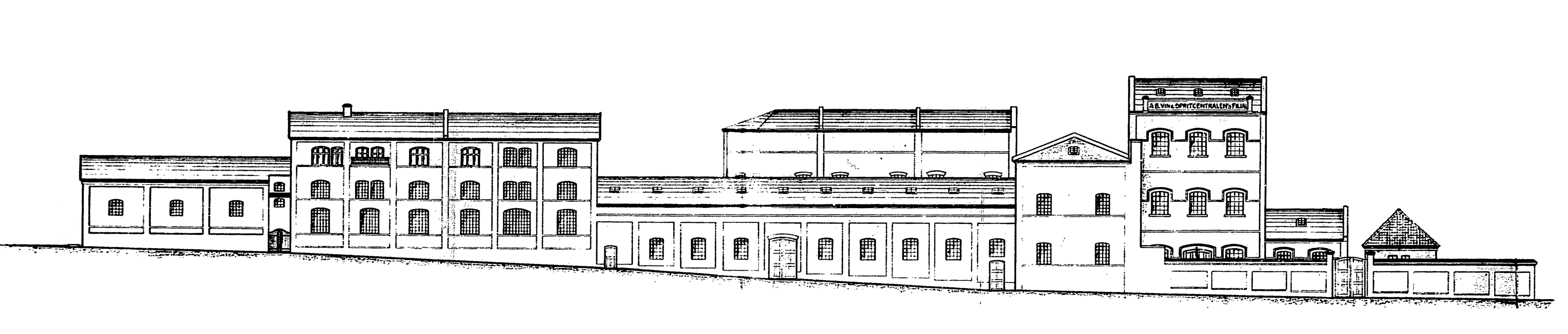 Illustrationsskiss fasad l&auml;ngs Ystadv&auml;gen.