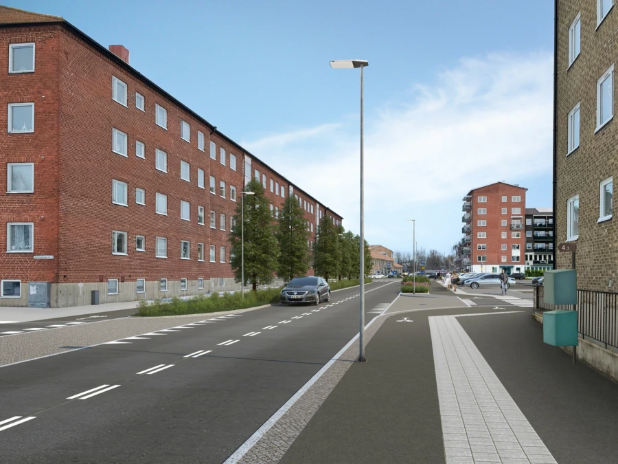 Vy &ouml;ver V&auml;sterl&aring;nggatan i Esl&ouml;v.