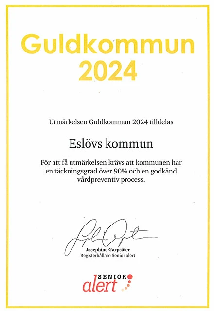 Utm&auml;rkelsen Guldkommun 2024 &auml;r en kvalitetsst&auml;mpel f&ouml;r v&aring;r &auml;ldreomsorg.
