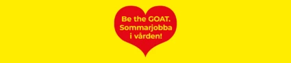 Hjärta med texten Be the GOAT. Sommarjobba i vården!