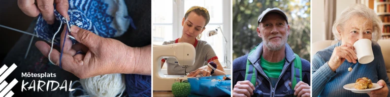 Kollage av bilder med folk som gör saker.