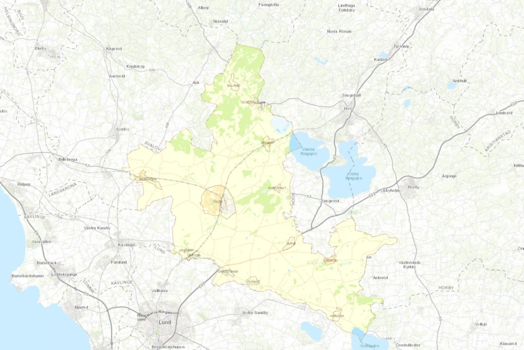 Karta över Eslövs kommun