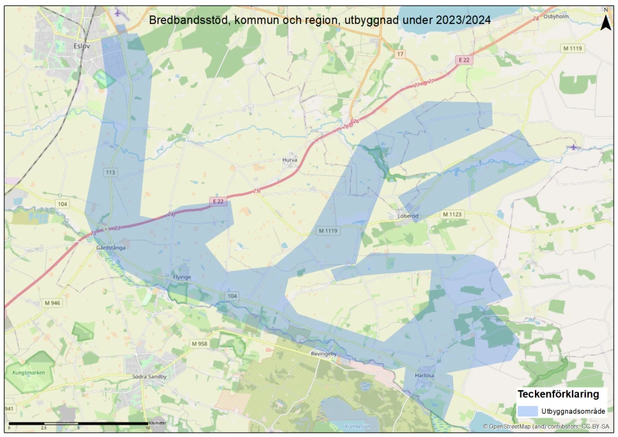 Karta &ouml;ver den planerade utbyggnaden i de s&ouml;dra delarna av kommunen.