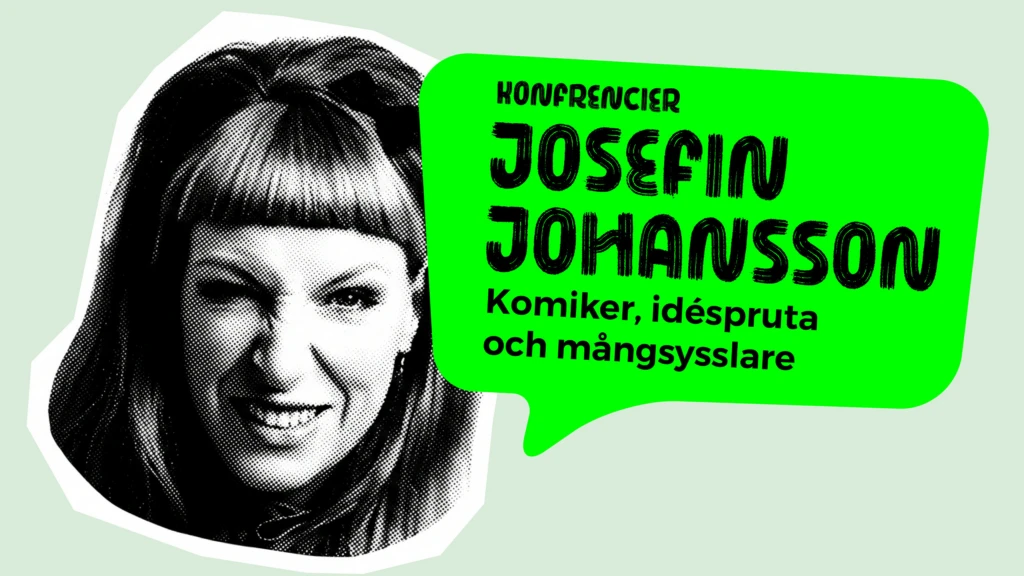Porträtt av en kvinna med en pratbubbla som säger Josefin Johansson