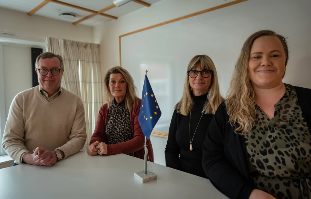 Kristian Kaaling, enhetschef på kommunens arbetsmarknadsenhet, Mari Petkovski, projektledare Rikta, Ingrid Westerlund, verksamhetschef inom Vård och Omsorg, och Marie Skott projektägare för Rikta.