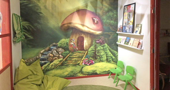 Bild på ett av rummen i den öppna förskolan.