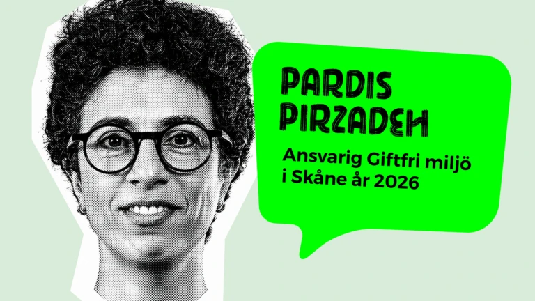 Porträtt av kvinna med texten Paris Pirzadeh