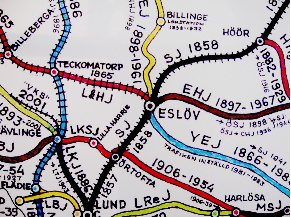 N&auml;r j&auml;rnv&auml;gsknutpunkten var som st&ouml;rst. Illustration fr&aring;n Esl&ouml;vs stadsmuseum och Esl&ouml;vs kommuns handlingsplan f&ouml;r riksintresset.