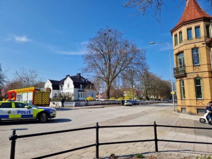 Polisen spärrade av Västerlånggatan i samband med skottlossningen.