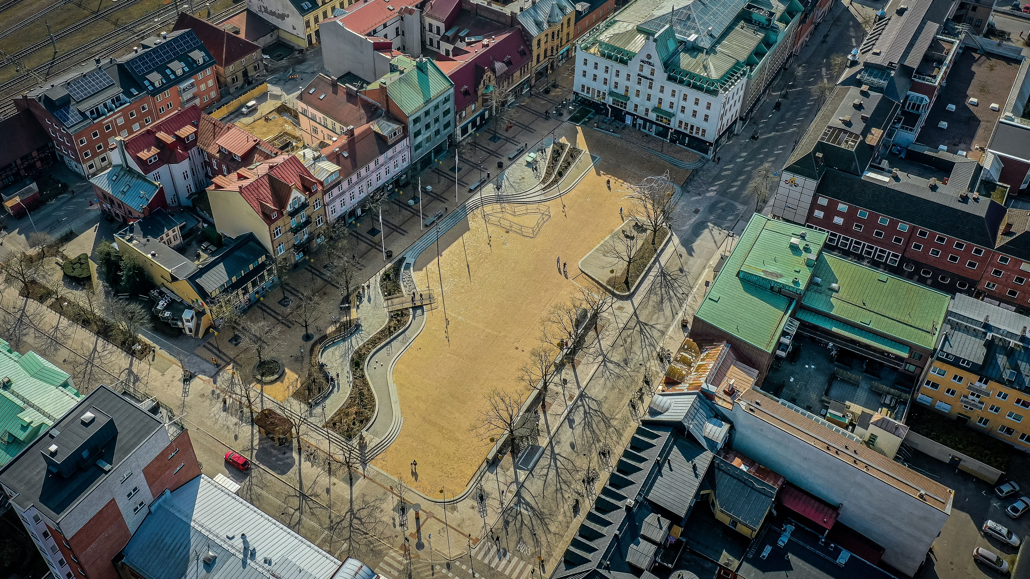 Stora torg i Esl&ouml;v den 22 mars 2022. Foto: Christoffer Borg Mattisson