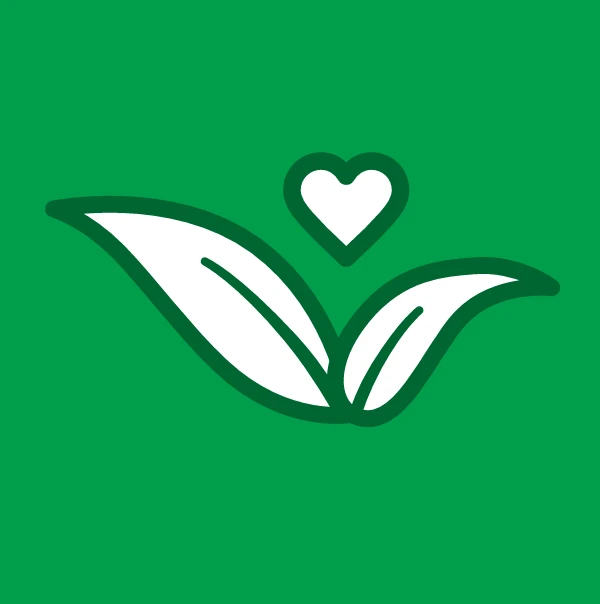 Symbol med en v&auml;xt d&auml;r blomman &auml;r utformad som ett hj&auml;rta