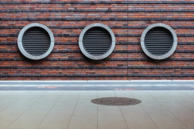 Ventilationsöppningar i en fasad på en byggnad