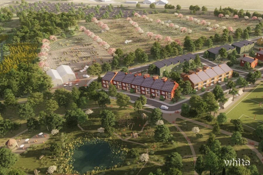 White Arkitekter vill värna den goda jorden och inte byggas alls på halva områdets yta.